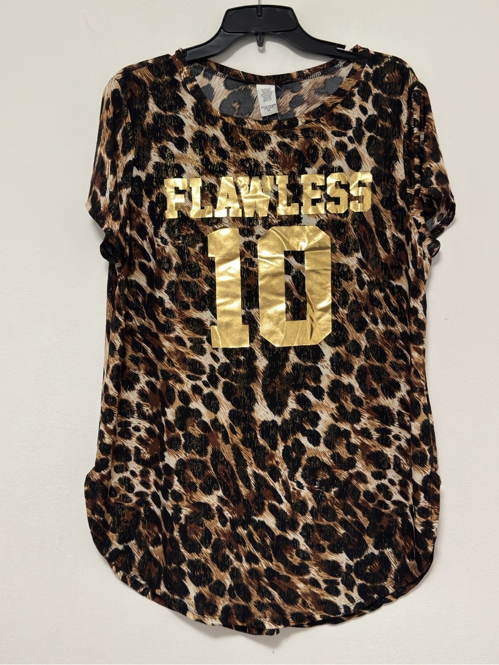 Blush Women’s 3X Leopard Print Tunic Top Gold Foil FLAWLESS 10 Short Sleeve - Picture 2 of 10